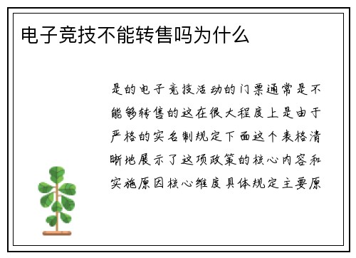 电子竞技不能转售吗为什么